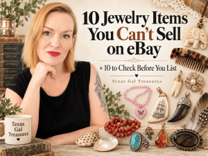 Texas Gal Treasures with vintage jewelry examples for a guide to 10 jewelry items you can’t sell on eBay and 10 to check before listing