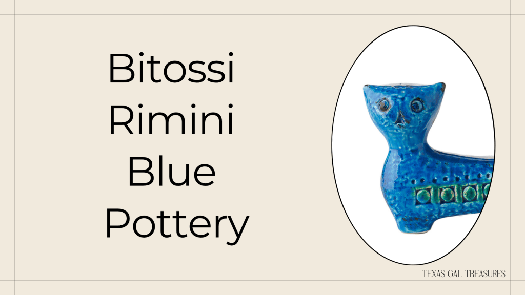 Blue Bitossi Rimini Blue pottery figure with textured geometric decoration
