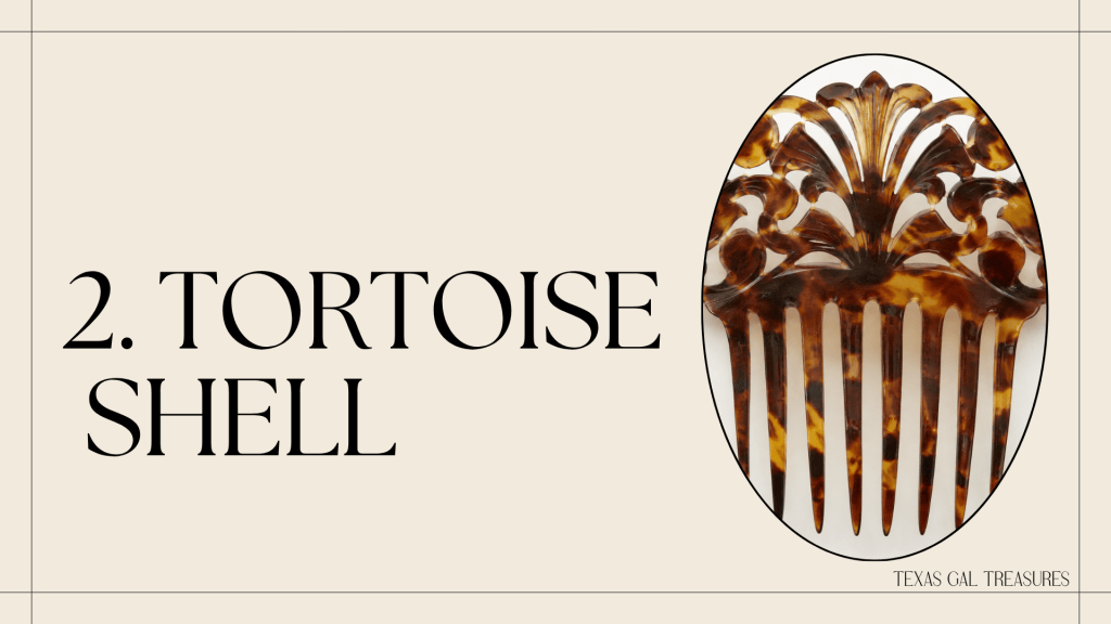 Vintage tortoiseshell-style hair comb used to illustrate genuine tortoiseshell jewelry restrictions on eBay