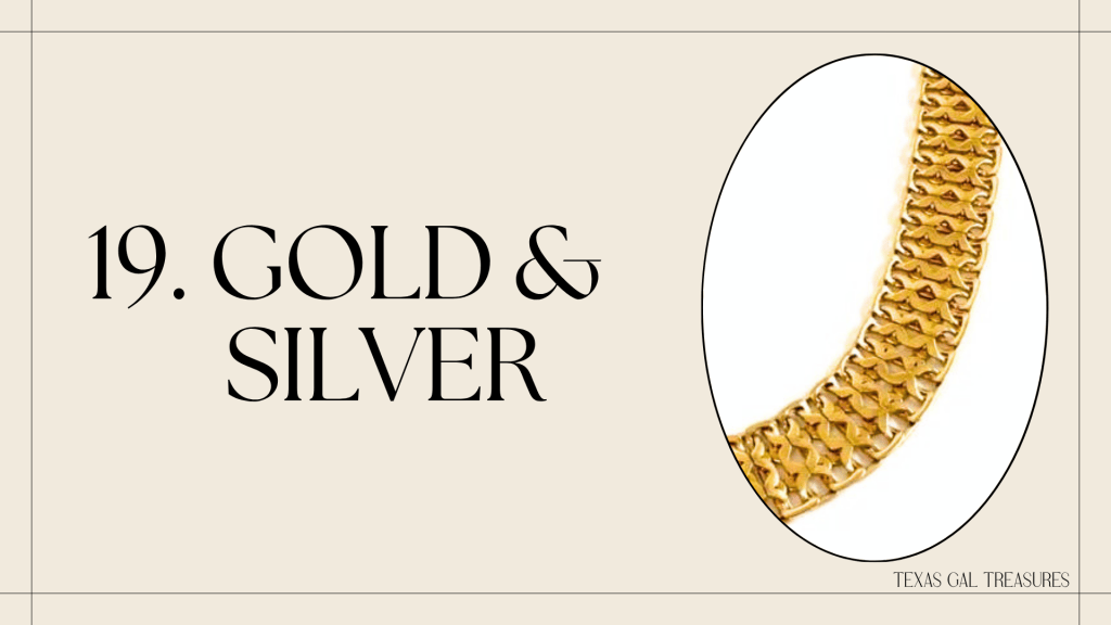 Gold-tone chain used to illustrate solid gold, gold-filled, plated and silver jewelry terminology