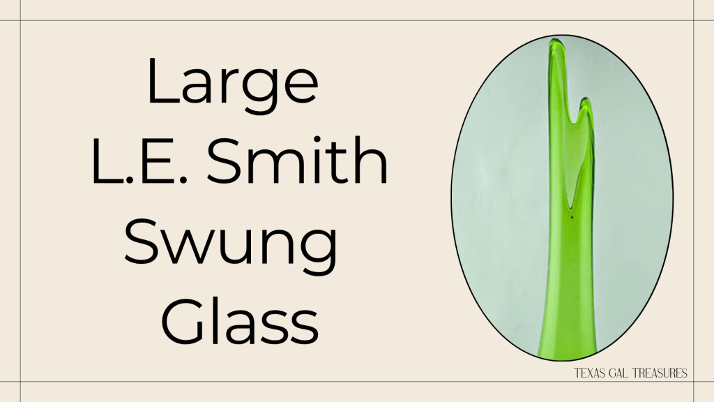 Tall green vintage swung glass vase with dramatic stretched pointed rim