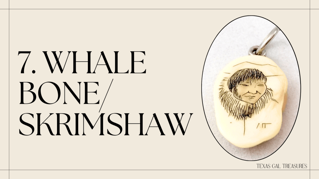 Carved scrimshaw pendant used to illustrate whale bone and whale tooth jewelry restrictions
